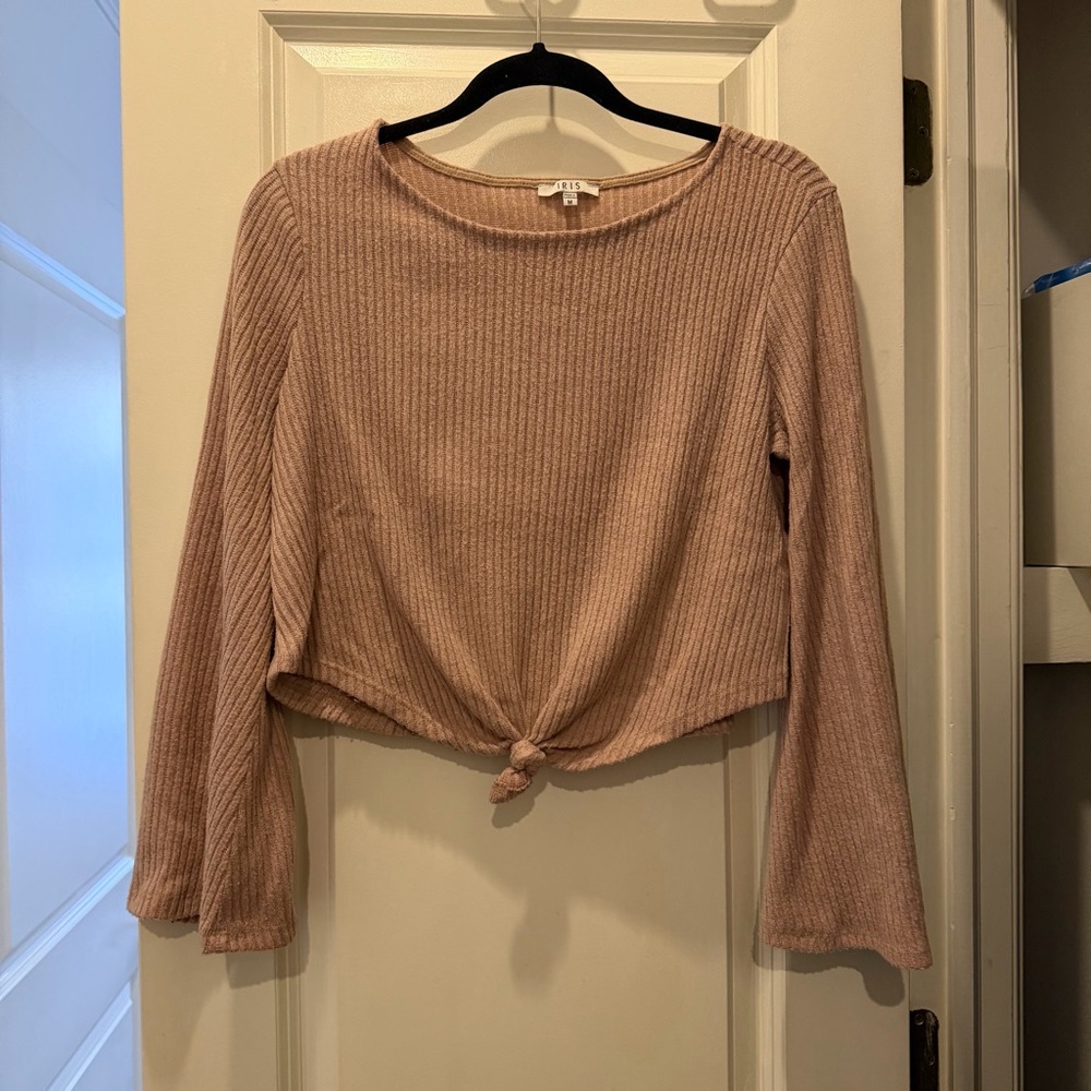 SIZE S/M | Women's Ribbed Knit Sweater Top - Dusty Pink